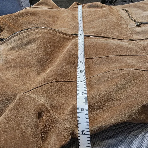 Alfani Women's Brown Suede Leather Zip-Up Jacket – Boho Classic Chic - Size M - Picture 14 of 15